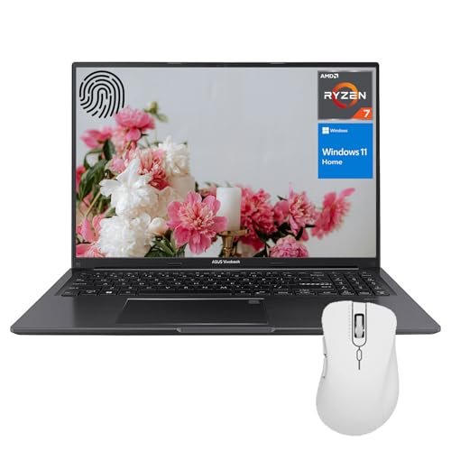 ASUS Vivobook 16 FHD+ Ryzen 7 Laptop, 16" FHD+ Display, AMD Ryzen 7 7730U, 16GB RAM, 1TB SSD, Backlit KB, FP Reader, Webcam, Wi-Fi 6, W11H, Black, with Thunderobot ML101 Wireless Mouse Bundle